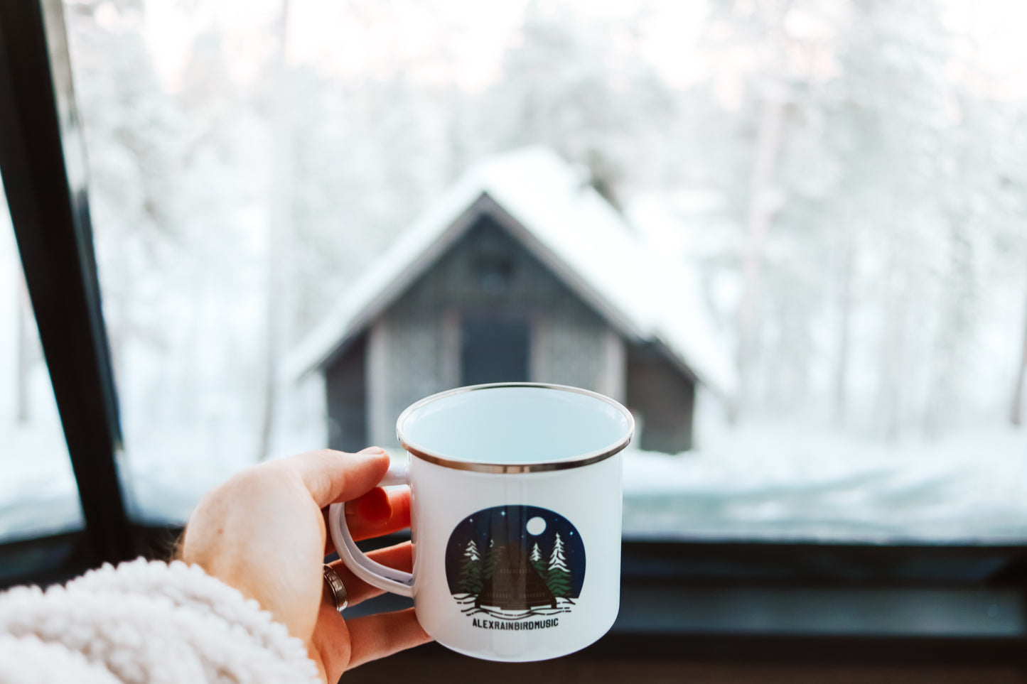 Winter Cabin Enamel Mug