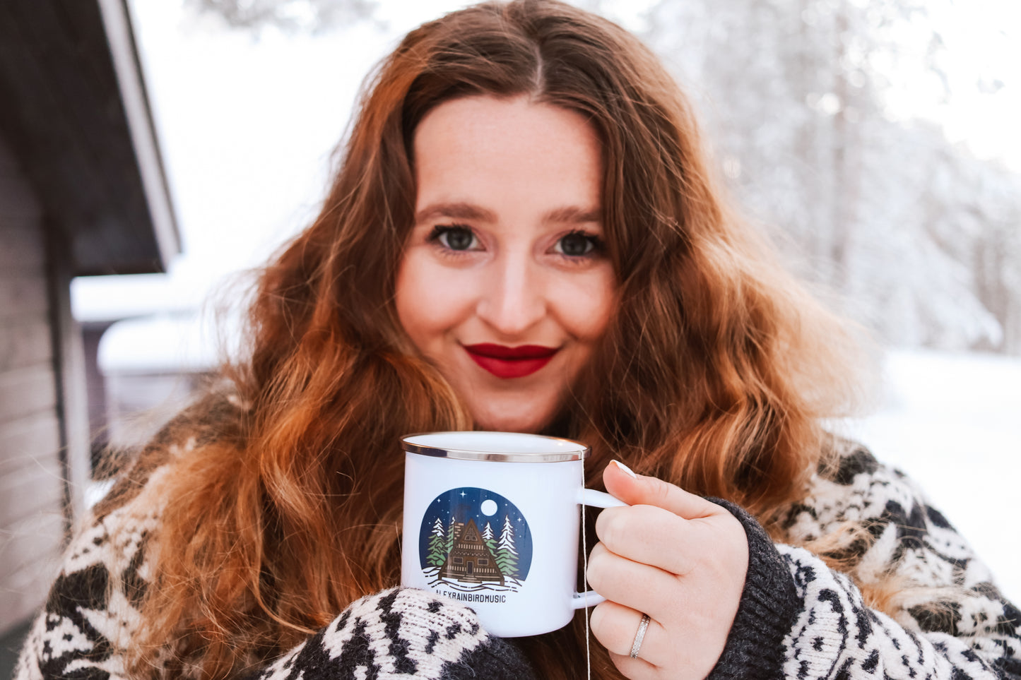 Winter Cabin Enamel Mug