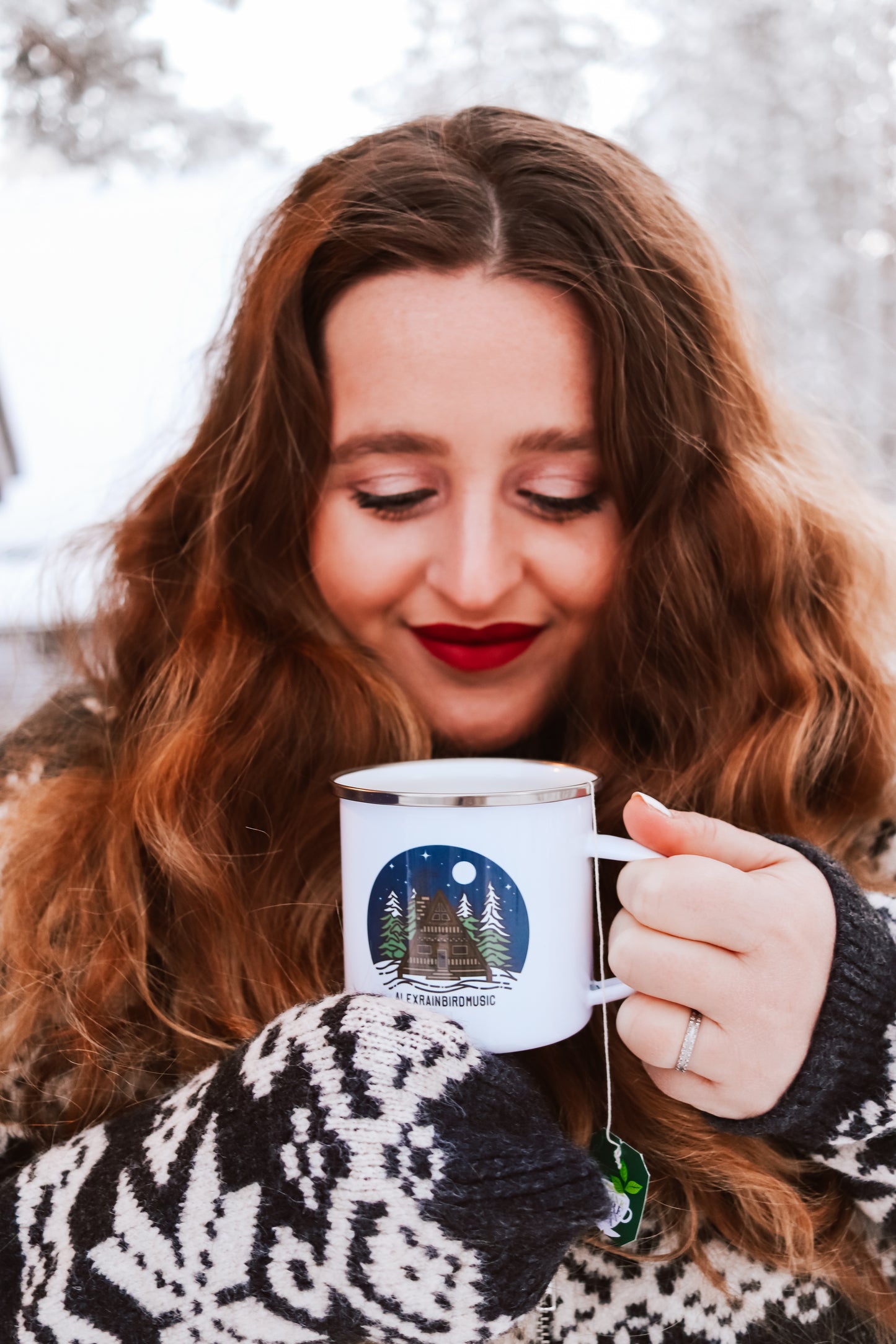 Winter Cabin Enamel Mug