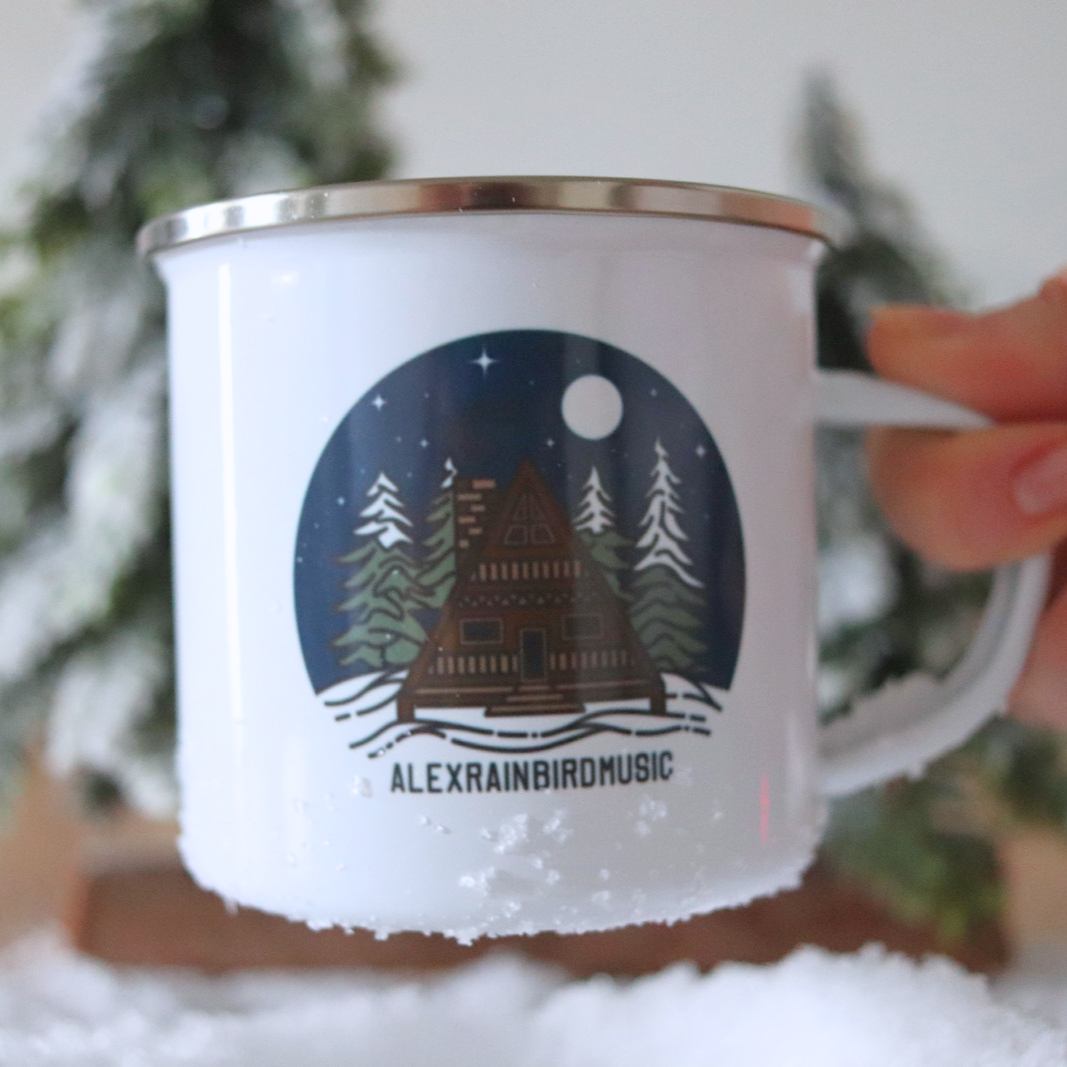 Winter Cabin Enamel Mug